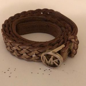 Michael Kors Gold Braided Belt Medium Leather